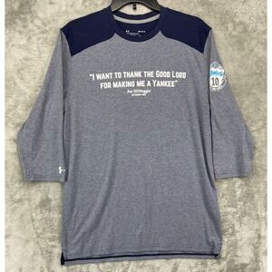 Under‎ Armour Womens Shirt Sz M Gray 3/4 Sleeve Heatgear NY Yankees Fantasy Camp